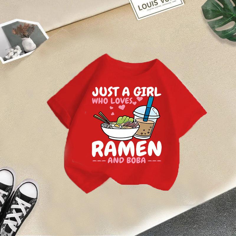 Girls' Fashionable Short-sleeved T-shirt For Summer, Children's Casual Loose Top