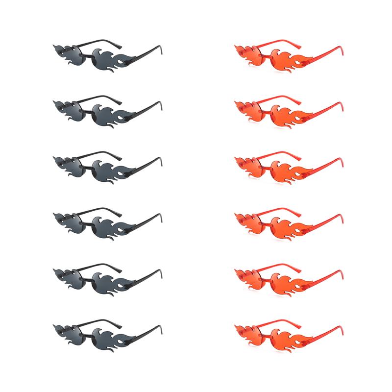 Writing A Notebook Women's Kammpt 12 Pairs Per Set Flame Prop Sunglasses Fashion Rimless Decor Candy Color Shades Trendy Design Party Gifts Sun Glasses Cm