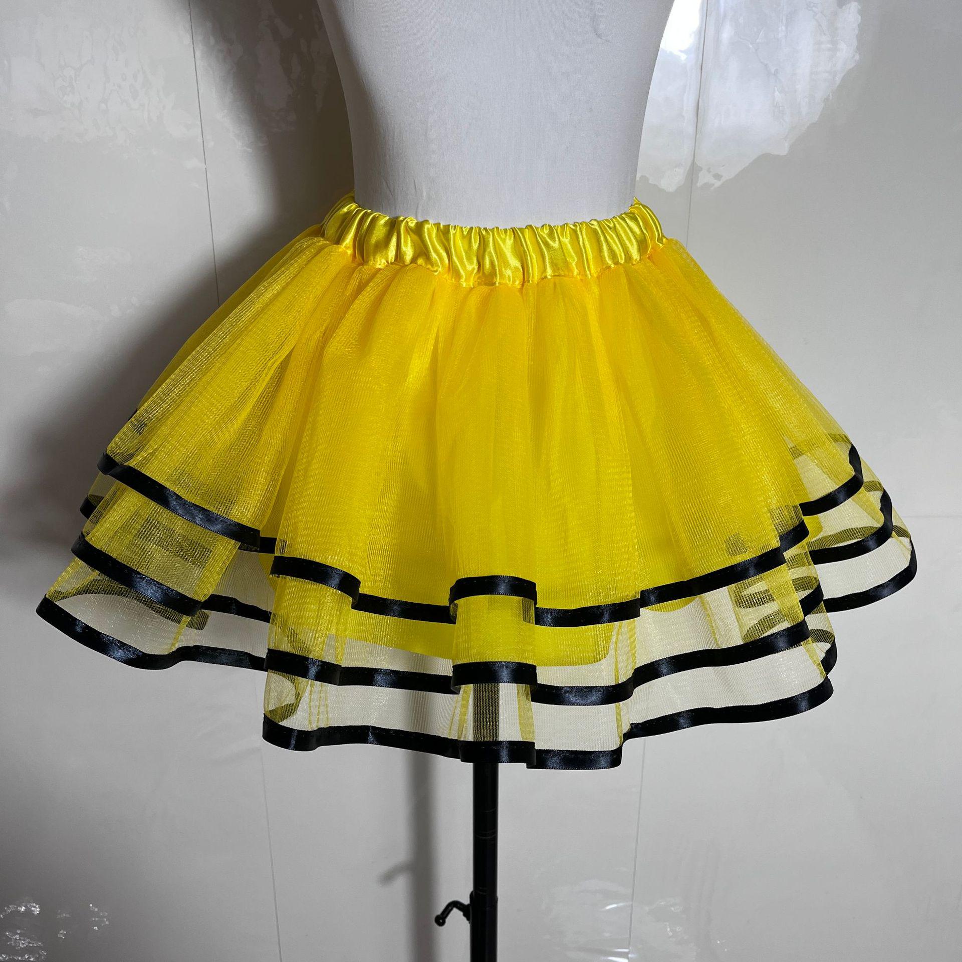 Available Child s Three-Layer Mesh Tutu Skirt - Princess Party & Dance Costume 90cm-140cm жёлтый