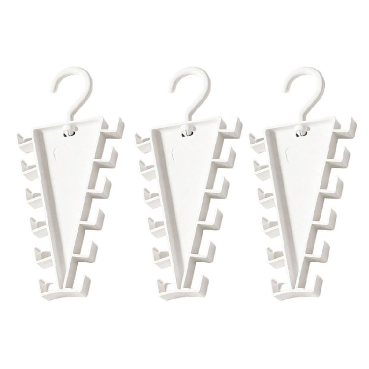 Angled Closet Accessory Rack, White Plastic Double Sided Hanger Holder for Scarves Belts and Closet Storage Use