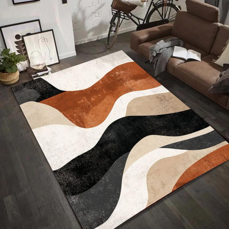 Abstract Wave Pattern Area Rug Modern Art Design Floor Mat Non-Slip Carpet Multicolor for Living Room Home Decoration