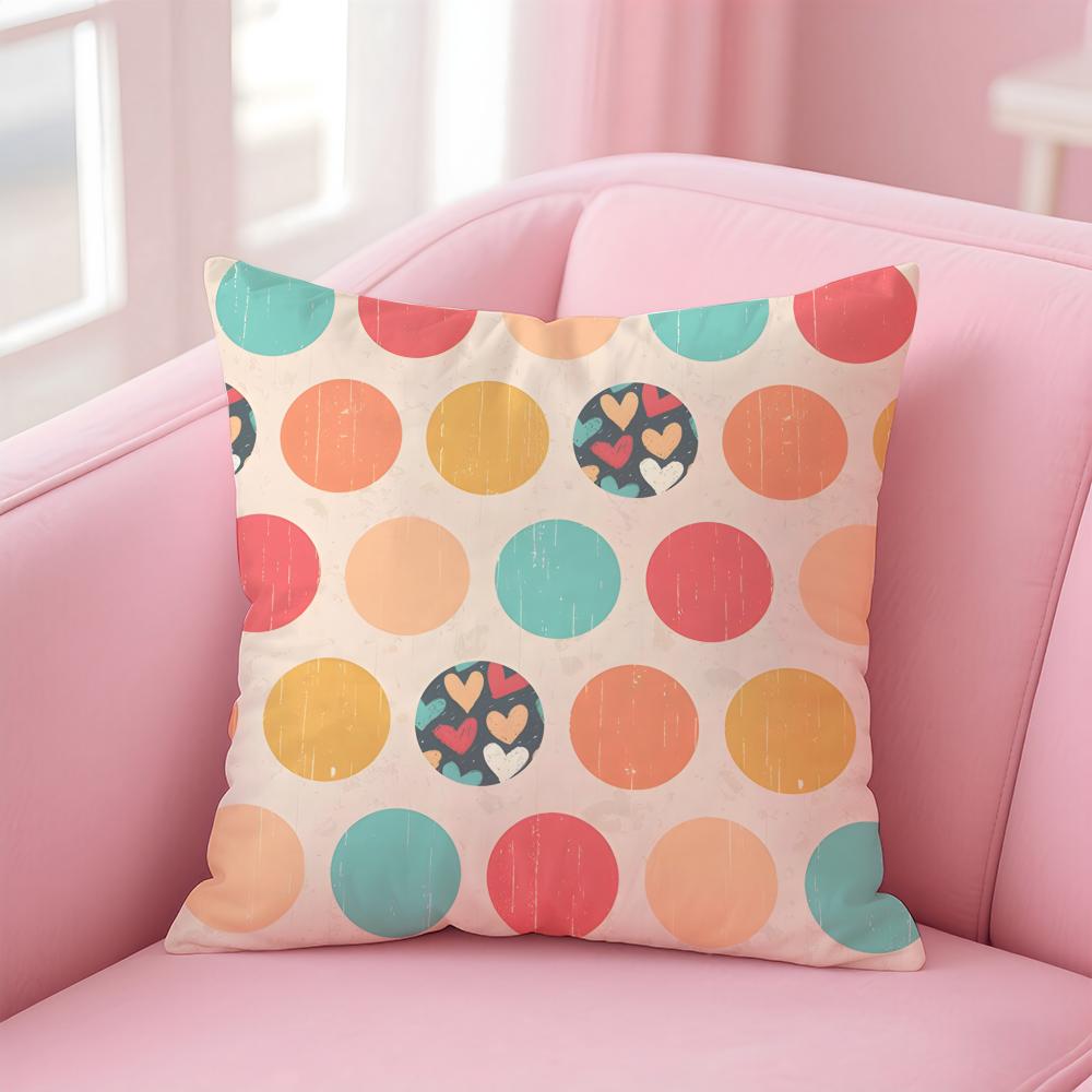 Simple Art Large Polka Dot Pattern Cushion Cover Pillowcase Short Plush Invisible Zipper Room Sofa Cushion Cover