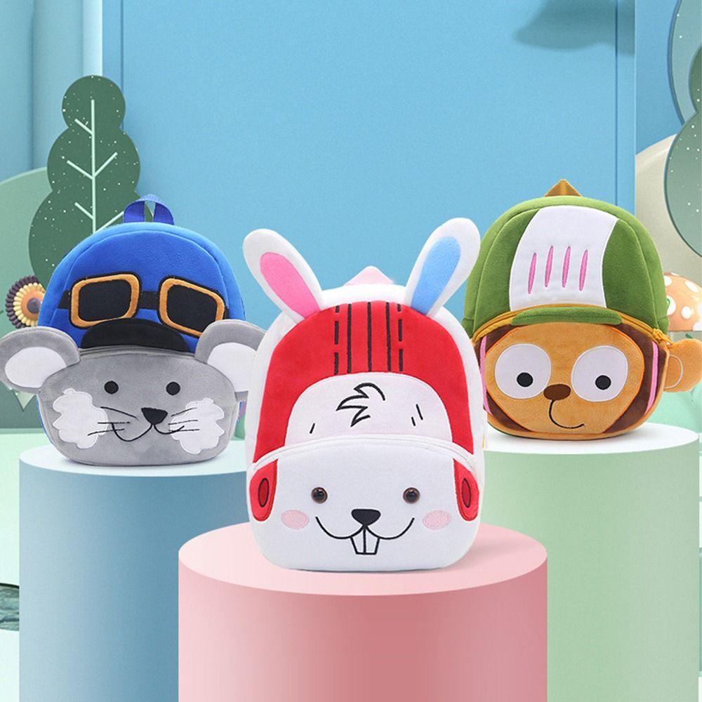Cartoon Animal Plush Backpack Lightweight Kindergarten Backpack Children School Bag Outing Leisure