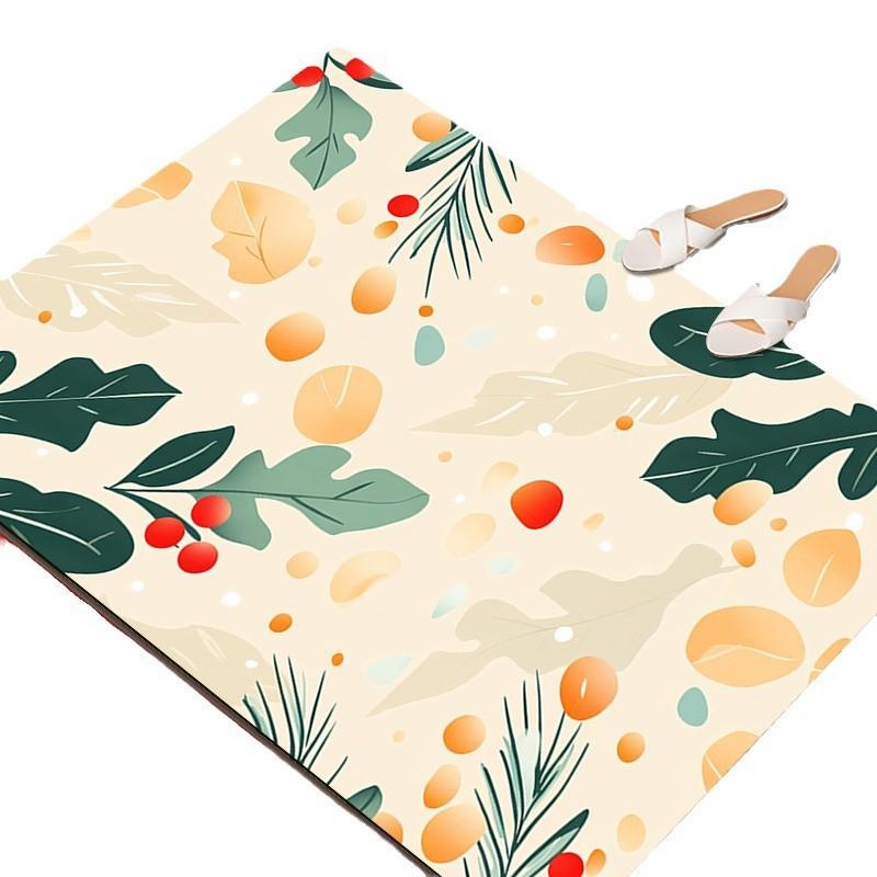 Christmas Atmosphere Diatom Mud Entry Door Floor Mat Porch Absorbent Quick Drying Non-slip Door Dirt Mat Household