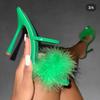 2024 New Summer Solid Color Stiletto Pumps Plus Size Pointed Maomao Slippers with Cushioning Disposable Features