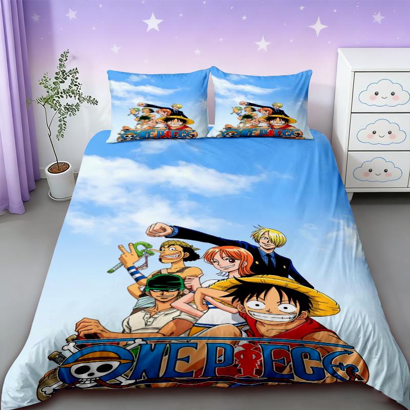 3pcs One Piece Duvet Cover Set Luffy Sauron Anime Bedding Set Quilt Cover with 2 Pillocase Bedroom Decor Teens Best Gifts