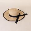 Spring and summer new bow raffia large brim black edge wavy brim fashion leisure beach travel sun protection