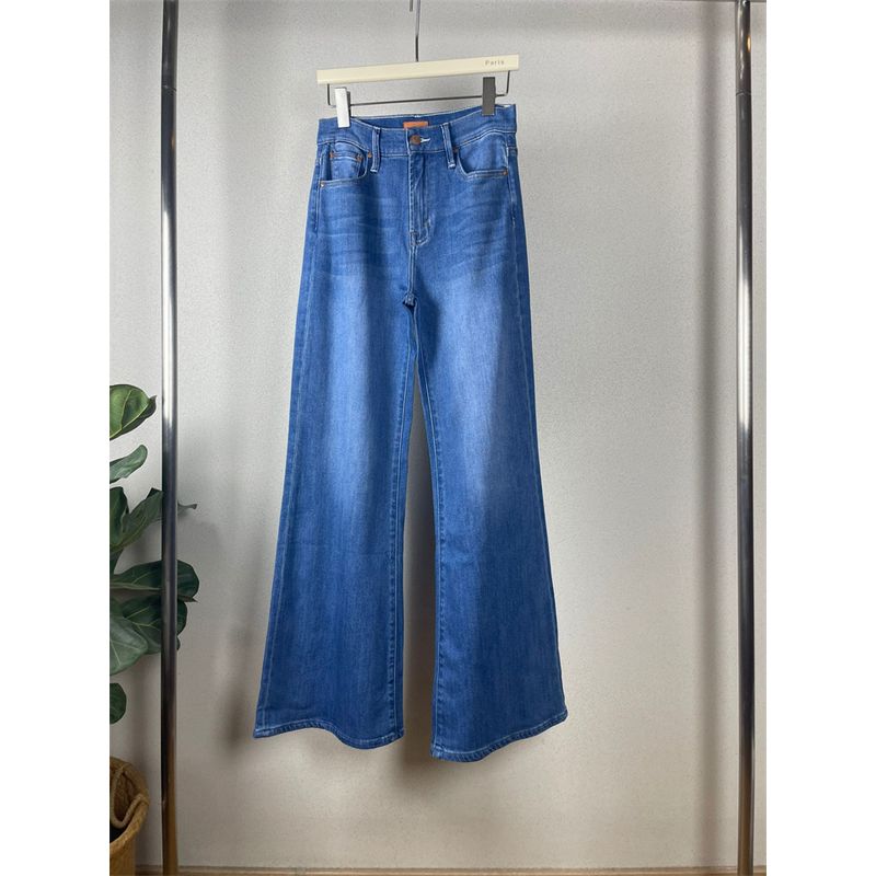 

Spring and Summer Simplicity Blue Straight-leg Full Length Speaker Denim Washed Medium Blue 28