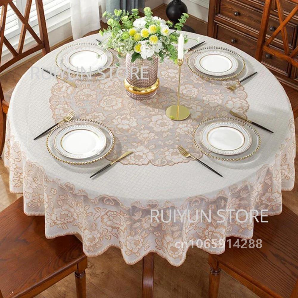 Round Table Cloth Pvc Waterproof Oil-Proof Tablecloth Tea Coffee Table Cover For Wedding Party Decor Diameter 152/180/200/210Cm