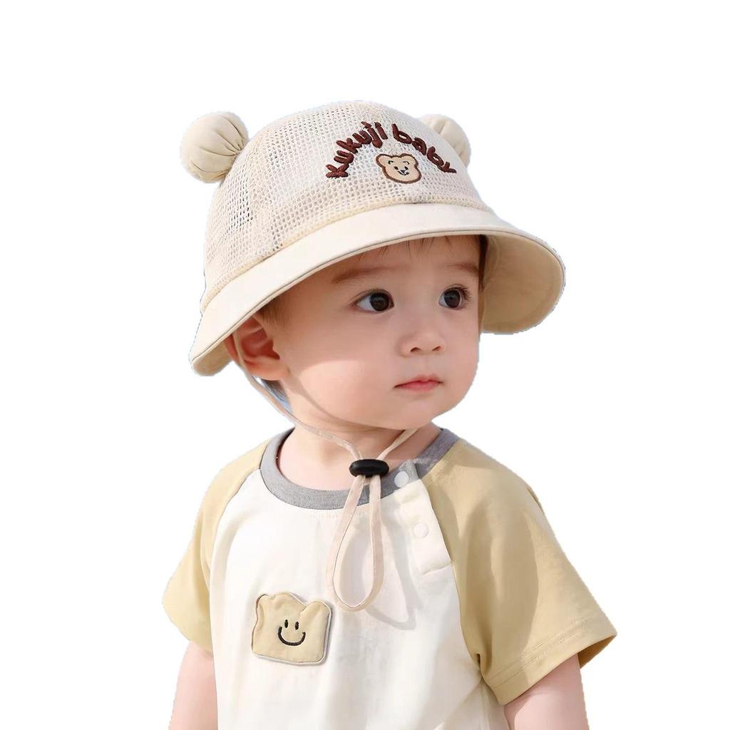 Breathable Mesh Little Bear Summer Hat for Kids - Sun Protection Bucket Hat for Boys & Girls