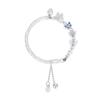 925 Sterling Silver Small Flower Butterfly Half-Bangle Half-Chain Bracelet - Light Luxury, High-End New Chinese National Style