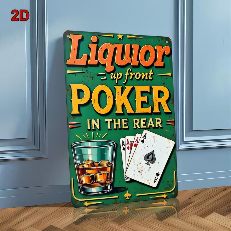 Tin Sign Liquor Poker In The Rear Funny Casino Bar Wall Decor Metal Plaque D Retro Style Alcohol Gambling Poster Vintage Ti