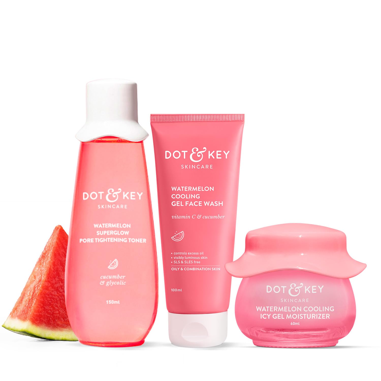

Dot & Key Watermelon CTM Skincare Kit With Cleanser Toner Moisturizer For Oil Control For Normal Combination Oily Skin