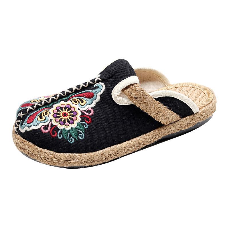Women's Embroidered Ethnic Style Linen Flats - Spring/Summer