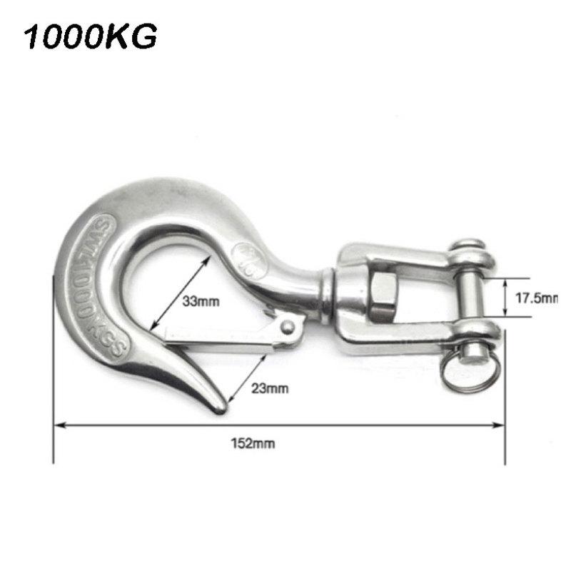 304 Stainless Steel Swivel Lifting Hook Steel Eye Hook With Latch Rigging Accessory