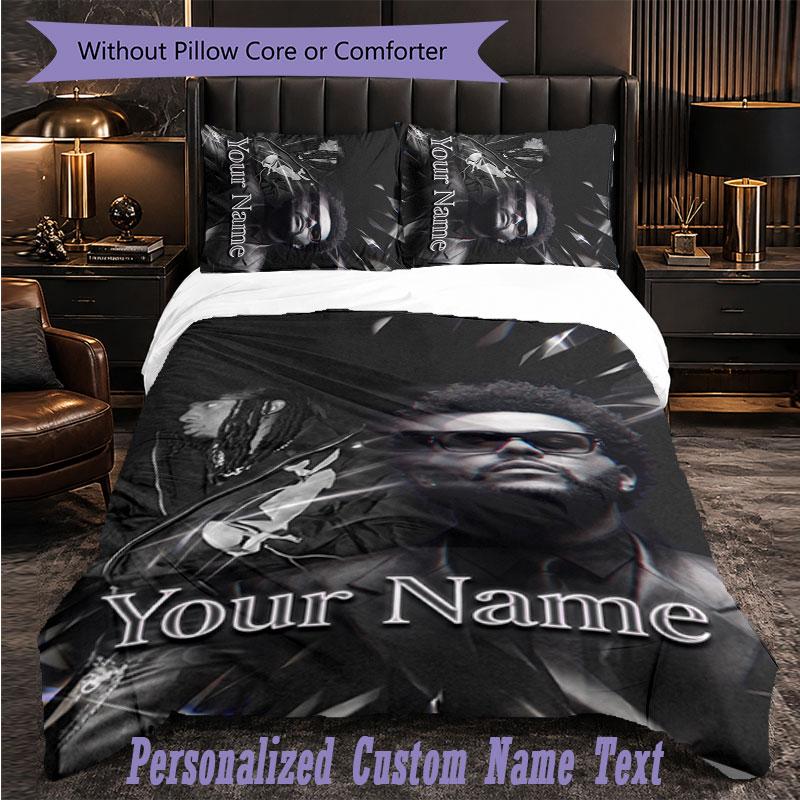 Personalized 3Pcs Bedding SetThe Weeknd Custom Text Duvet Cover Pillowcase Set Bedroom Gift