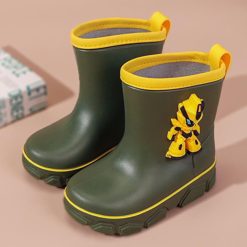 

2025 детские дождевики с рисунком из мультфильма износостойкие бархатные теплые и нескользящие школьные водонепроницаемые сапоги средние и большие детские дождевики [Inner length 19cm] 30/31 yards