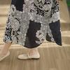 DIMANAF New 2026 Women Plus Size Spring Summer Beach Long Dress Lady Loose Oversize Maxi Floral Print Cotton Vintage Black