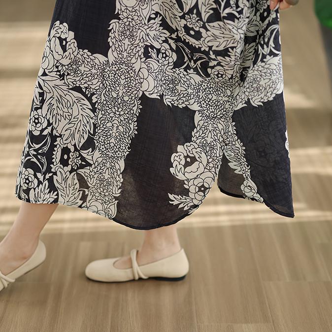 DIMANAF New 2026 Women Plus Size Spring Summer Beach Long Dress Lady Loose Oversize Maxi Floral Print Cotton Vintage Black