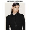 UR 2026 Women's Spliced Polo Neck Slim-Fit T-Shirt