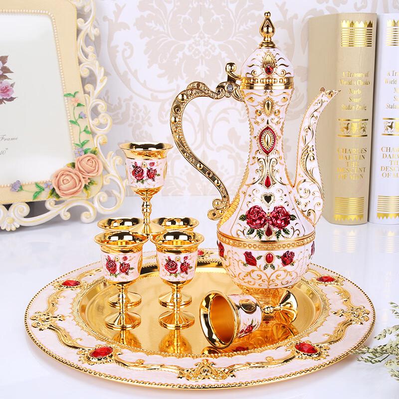 

Rose Flower Wine Glass & Decanter 8-Piece Set