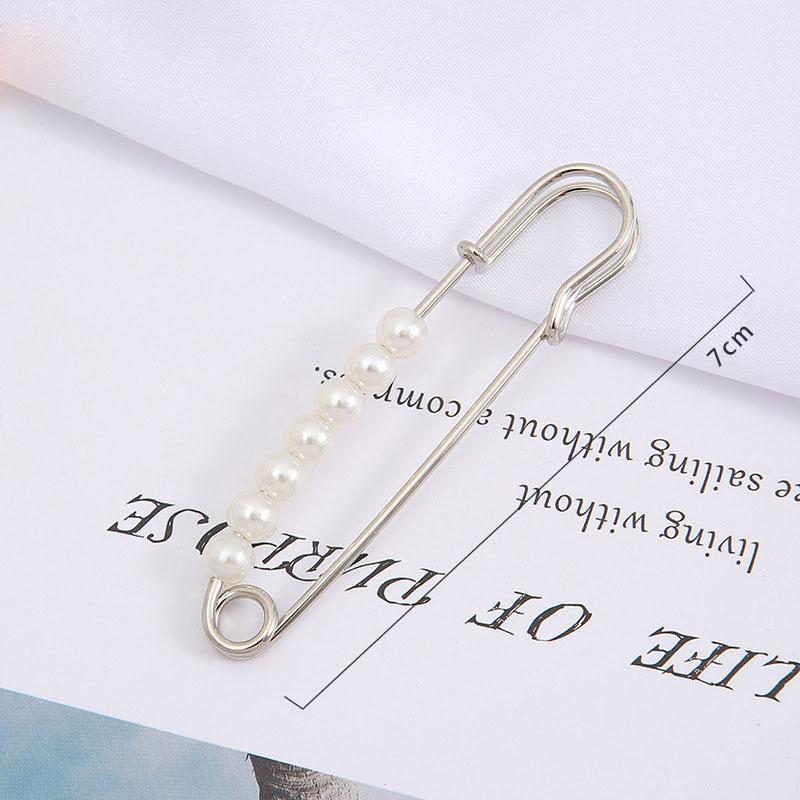 2Pcs Fashion Pearl Brooch Waist Cinching Adjustable Skirt Anti-slip Metal Pin Fixed Clothes DIY Accessories