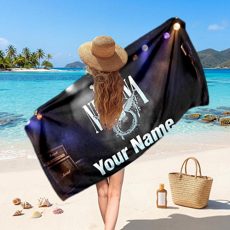 Nirvana Customized Name Text Beach Towel, Soft Absorbent Towel Beach Pool Travel Personal Gift