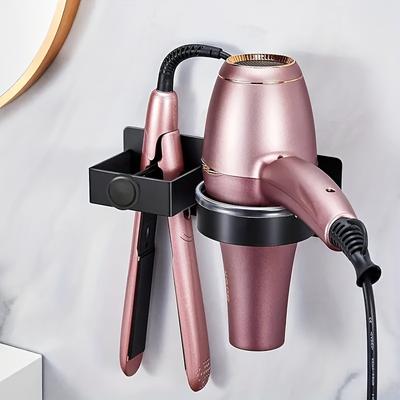 Wall-Mounted Hair Styling Tool Organizer, No-Drill Bathroom Storage Rack for Hair Dryer, Straightener, and Curling Iron