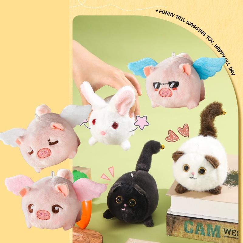 Entzückendes Lejier Weißes Katze Plüschtier mit wedelndem Schwanz für Kinder