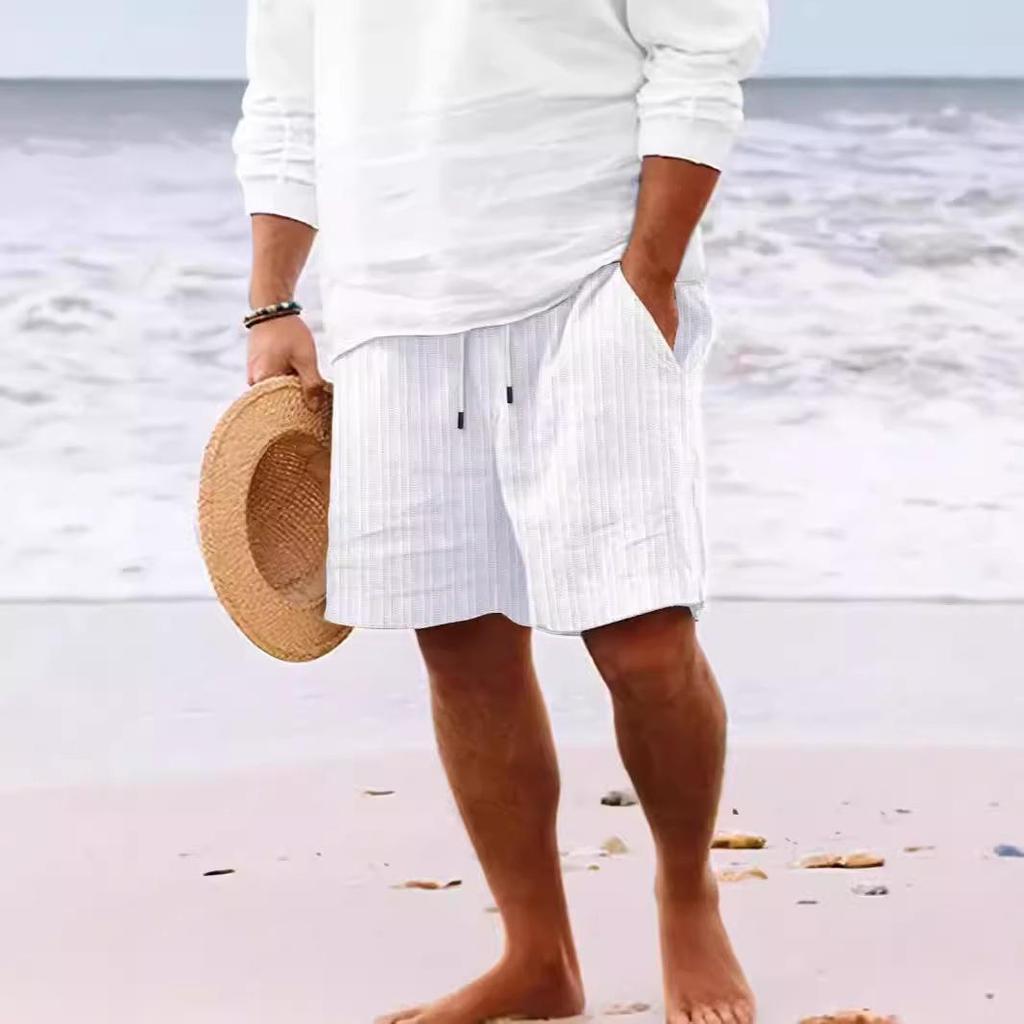 2023 Men's Hot-Selling Cotton Linen Drawstring Beach Shorts