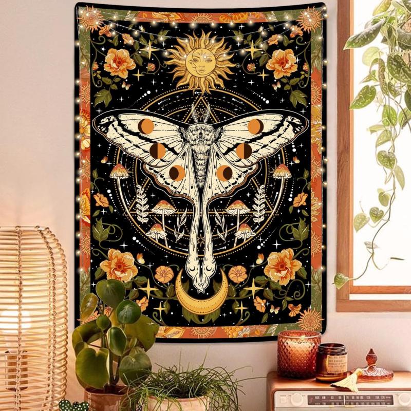 Youdaoplaceholder0 Dark Moth-Like Mandala Tapestry, Gothic Background Fabric For Living Room And Bedroom, Home Decoration 100X70CM