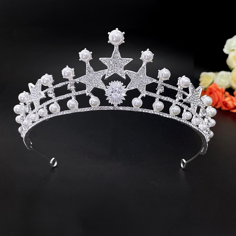 

Bridal Tiara Pearl Rhinestone Star Bride Crown Princess Hair Accessories Crown Wedding Accessories