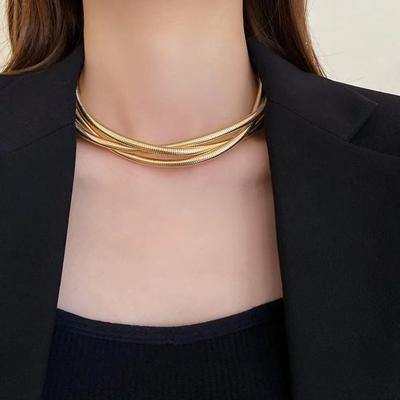 Creative Layered Necklace Hip Hop Flexible Design Punk Metal Necklace Bendable Multi-layer Twisted Choker Necklace