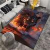 Fierce Tiger Design Carpet with Fire and Water Elements, Dark Style Suitable for Use As an Anti-slip for Living Room Bedroom Sofas