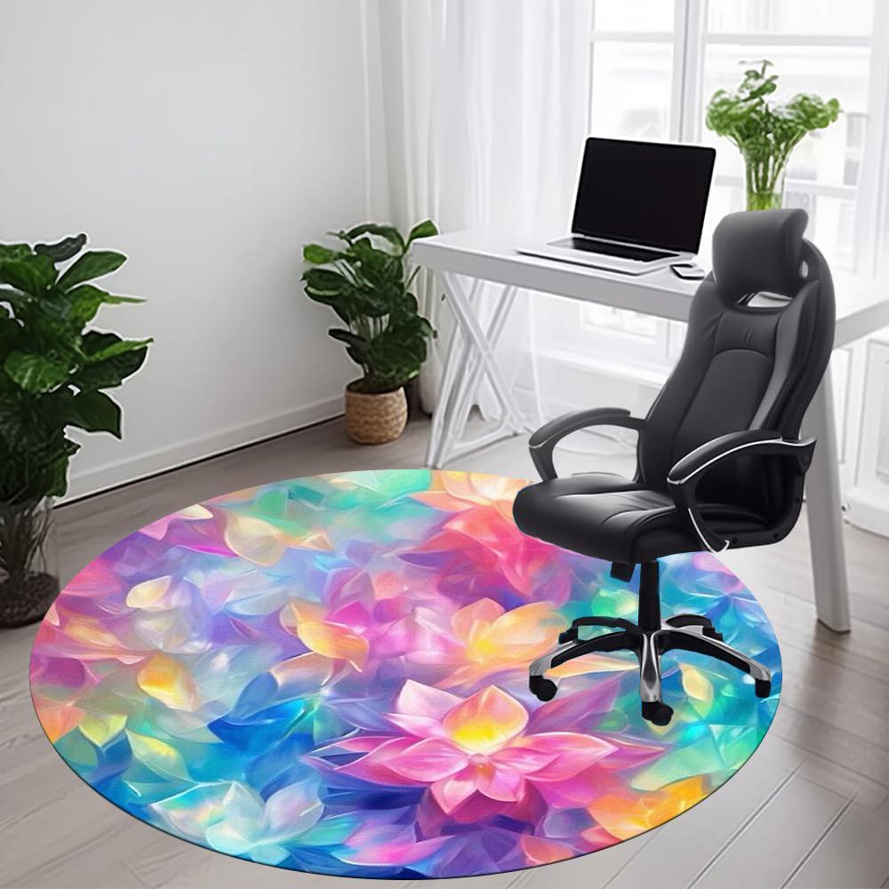 1pc Floral Harmony Office Round Area Rug, Indoor Mat Suitable ForOffice, Under Office Chairs Bedroom Living Room Home Decor, Room Decot094