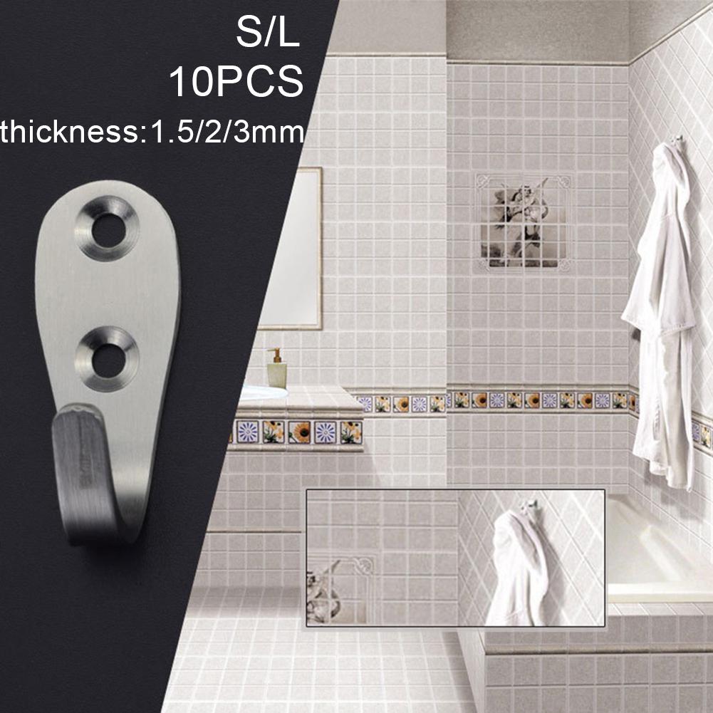 Hook 10XSolid Stainless Steel Wall Mount Single Hook Heavy Duty Rustproof Coat Hanger Crochet Household Hook Cozinha