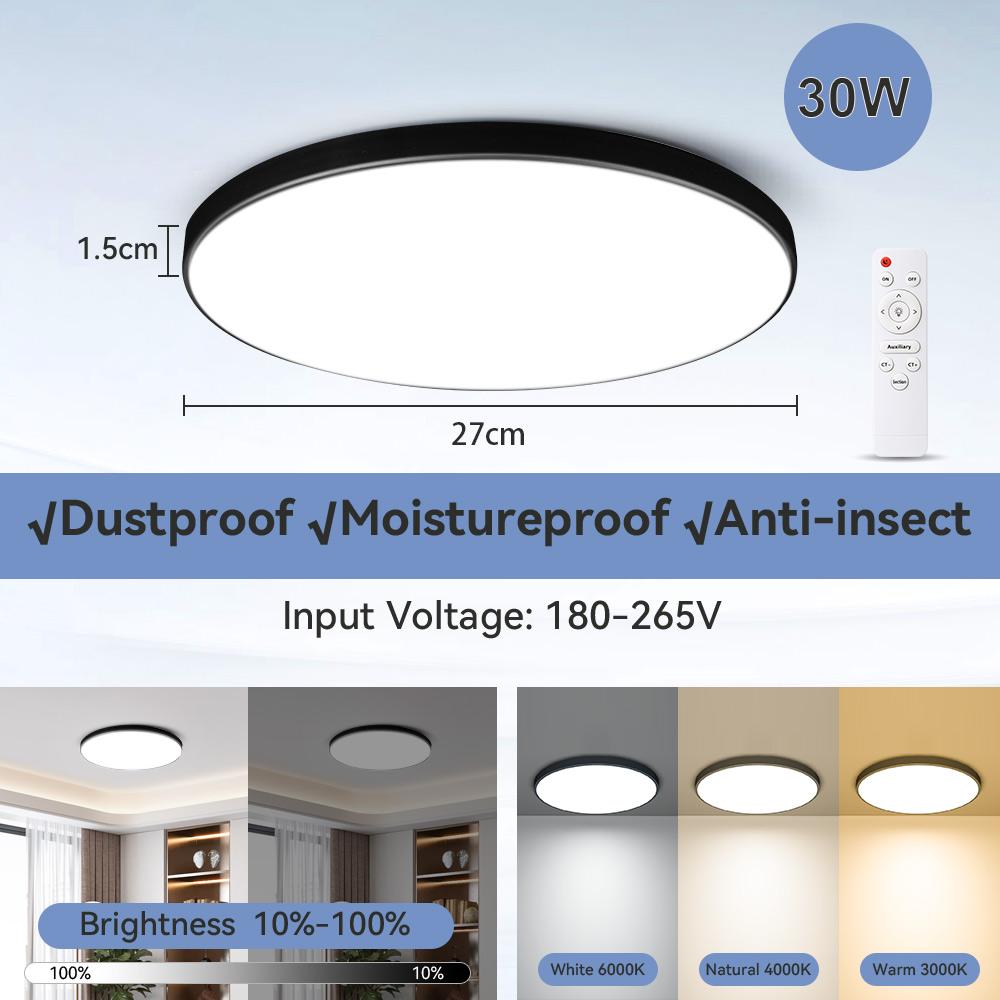 

Stepless Dimming LED Ceiling Light Waterproof Remote Control Ceiling Lamp 30w/40w /50w For Living Room Bedroom Kitchen Lighting Remote Control