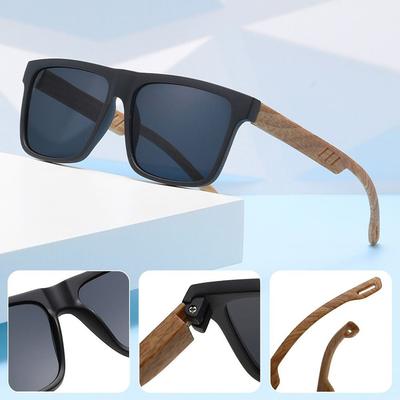 Spring Hinges Wood Grain Sunglasses Casual Cycling Eyewear Square Frame Sun Glasses Outdoor Street