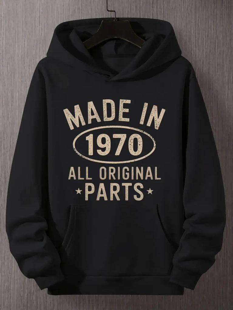 Plus Size "Made in 1970" Hoodie - Casual Loose Fit