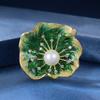 Chinese-style Blue Lotus and Lotus Leaf Brooch, High-end Feminine Charm, Enamel Pearl Brooch, Niche Design Sense Brooch