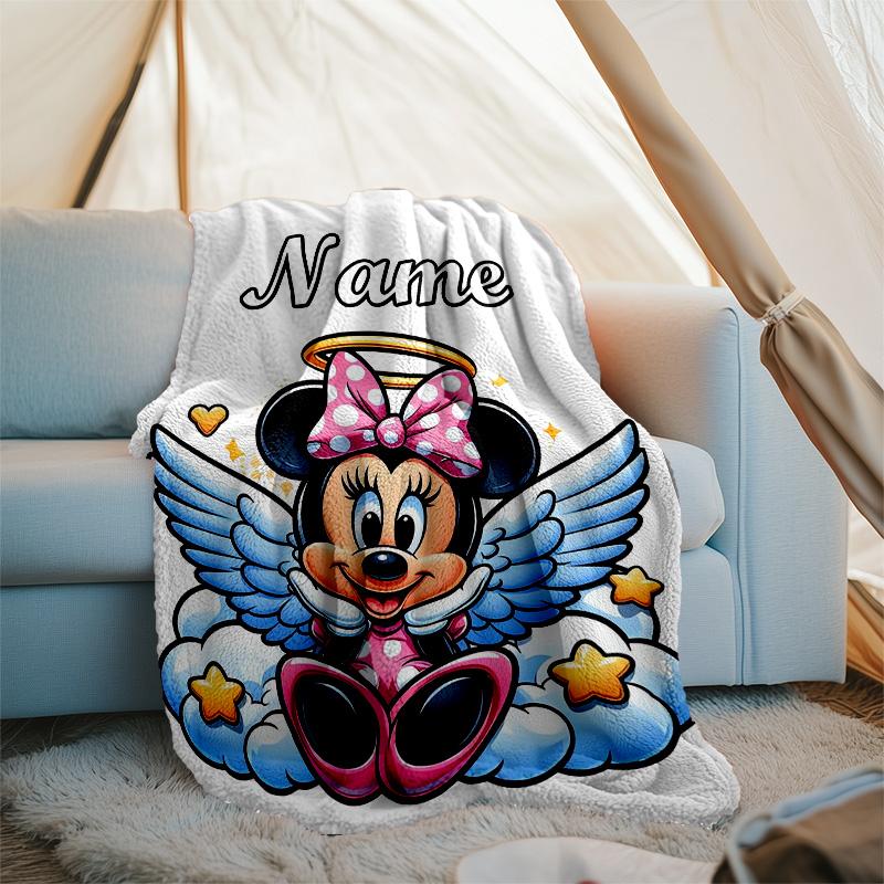 Customizable Minnie Throw Blanket – Personalized Name, All-Season Cozy Snug Blanket, Machine Washable, Personalized Blanket