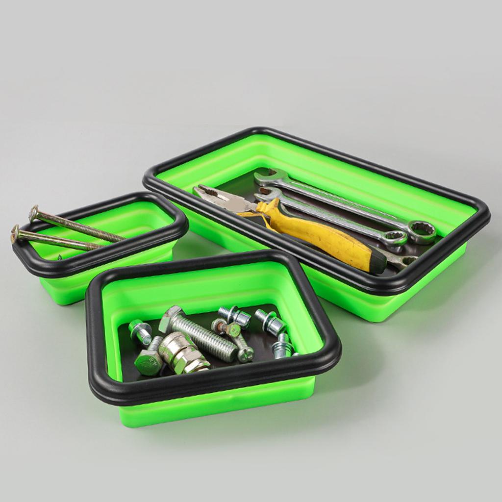 Collapsible Magnetic Screw Tray Storage Box Organizer For Plumber Carpenter Disk Storage Plate Silicone Bowl Tool Part