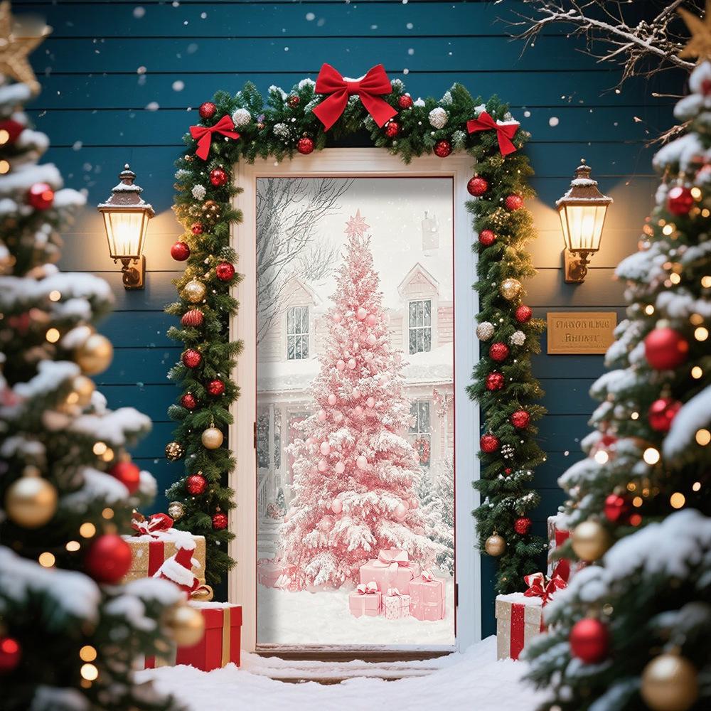 Cross-Border JIT Christmas Door Hanging Tapestry: Festive Decoration for Party and Room