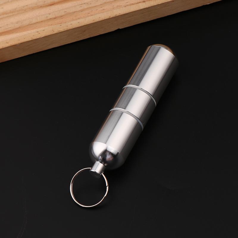 25×105MM Aluminiumlegierung Pillen-Schlüsselanhänger Halter Kleine Pillendose Pillenbehälter Wasserdichter Pillen-Organizer Tragbarer Pillenhalter Schlüsselanhänger