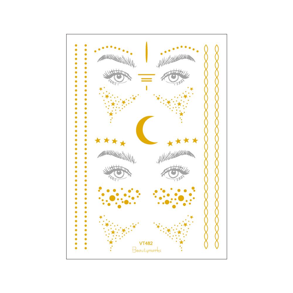Waterproof Metallic Face & Freckle Tattoo Stickers for Parties - Hot Stamping Design