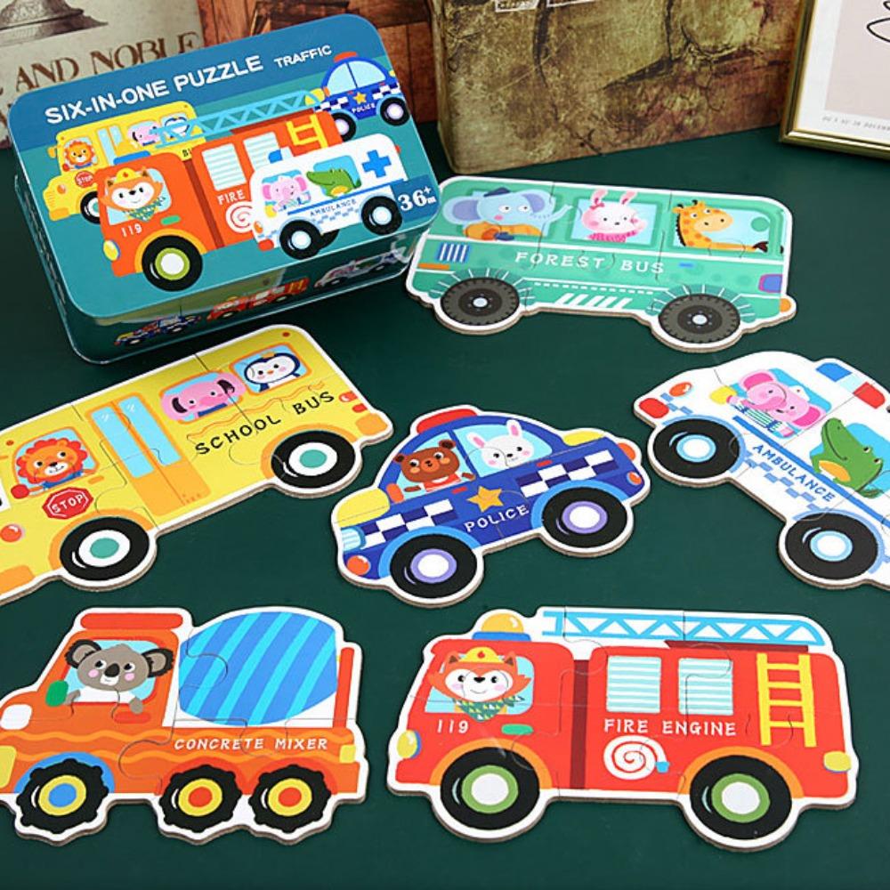 

Car 3D Wooden Puzzle Montessori Baby Wooden Toys Brain Exercises Cartoon Animal Jigsaw Kids Gift style B