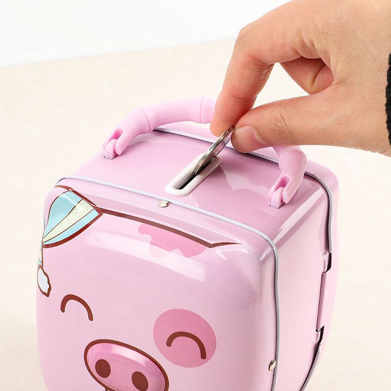 S235 Cute Cartoon Piggy Bank for Kids – Creative Iron Coin Savings Bank