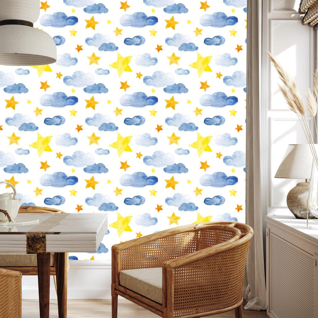 Stars and Clouds Wallpaper for Living Room and Bedroom 50x1000