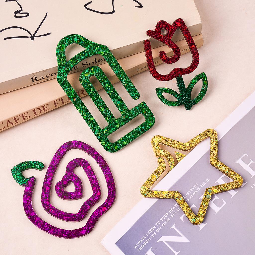 DIY Crystal Epoxy Resin Bookmark Silicone Mold Christmas Tree Paperclip Holder Mirror Glossy Stationery Crafts for Office Decor