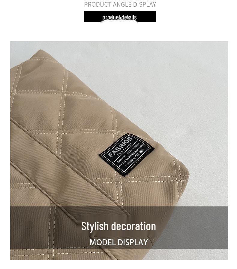 2024 Trendy Jednobarevná Velká Prošívaná Taška přes Rameno pro Ženy - Jednoduchý Design z Oxfordské Látky